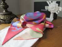 Chanel 'New Rosa' Pink Flowers Maxi Silk Twilly