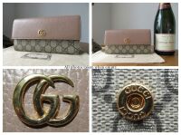 Gucci Petit Marmont Bicolore Continental Flap Wallet in GG Supreme & Calfsk
