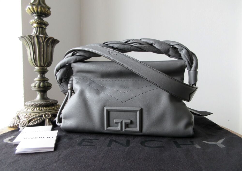 Givenchy ID93 Medium Zip Bag in Storm Grey Calfskin with Silver Hardware