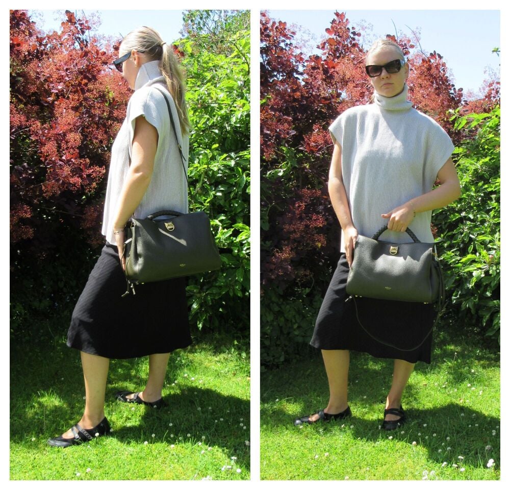 Mulberry Large Iris in Dark Palm Heavy Grain with Golden Brass Hardware
