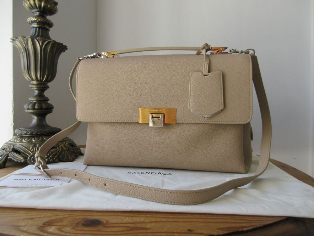 Balenciaga Ludis Le Dix Soft Cartable Satchel in Beige Calfskin