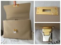 Balenciaga Ludis Le Dix Soft Cartable Satchel in Beige Calfskin