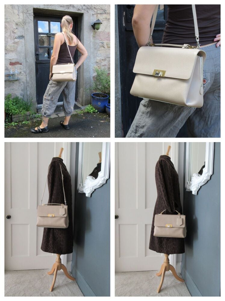 Balenciaga Ludis Le Dix Soft Cartable Satchel in Beige Calfskin