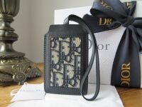 Dior Luggage Tag Bag Charm in Blue Oblique Jacquard Embroidered Monogram
