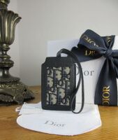 Dior Luggage Tag Bag Charm in Blue Oblique Jacquard Embroidered Monogram