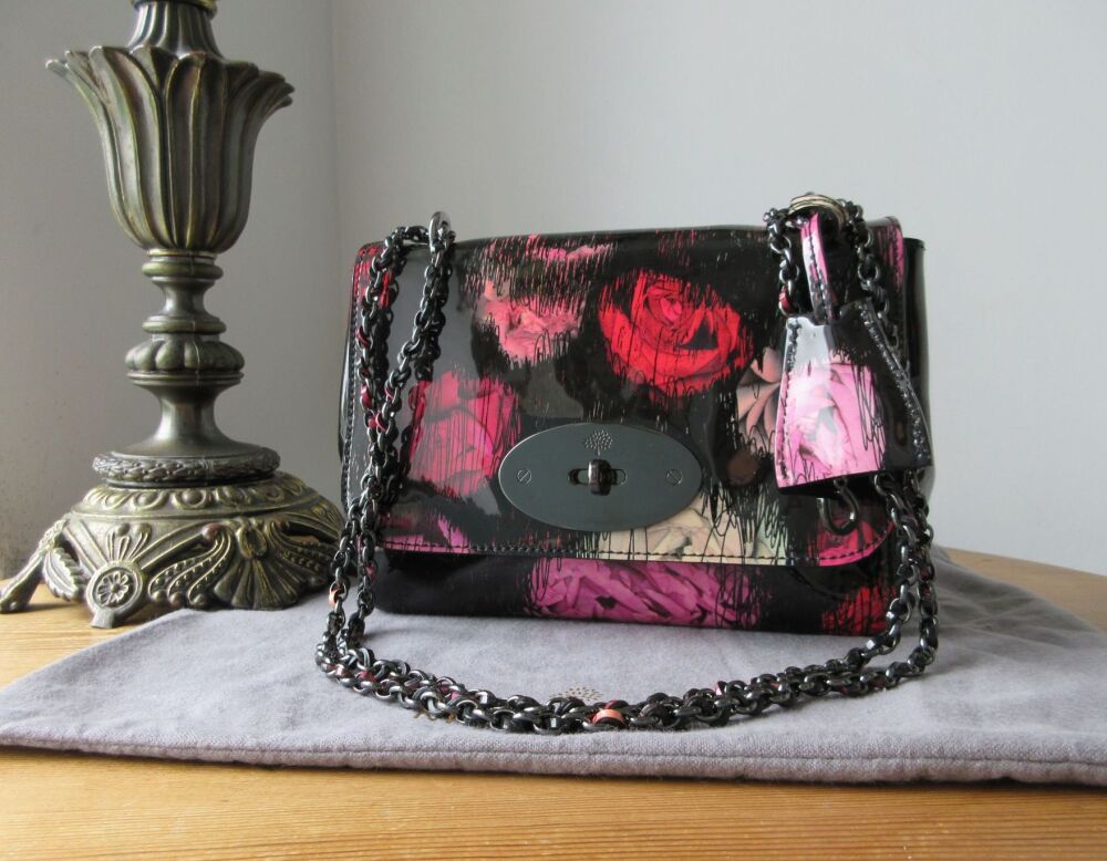 Mulberry Lily in Scribbly Dark Floral Patent Leather