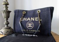 Chanel Small Deauville Tote in Navy Blue Glitter