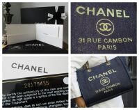 Chanel Small Deauville Tote in Navy Blue Glitter