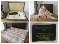 Louis Vuitton Monogram Classic Shawl Scarf Stole in Denim Rose Silk