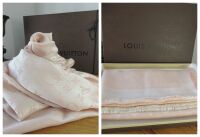 Louis Vuitton Monogram Classic Shawl Scarf Stole in Denim Rose Silk