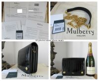 Mulberry Clifton in Black Polished Embossed Croc Printed Leather