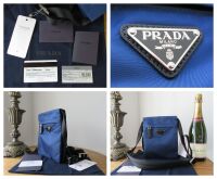 Prada Soft Messenger Bag in Royal Blue Tessuto New