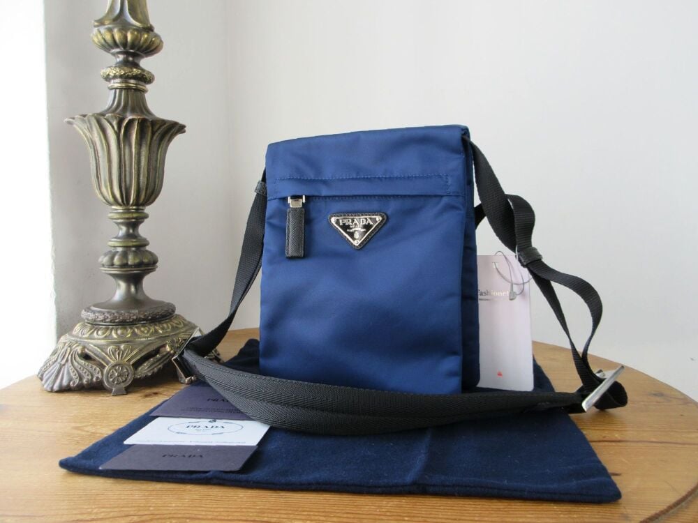 Prada Soft Messenger Bag in Royal Blue Tessuto Nylon