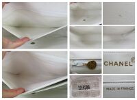 Chanel Vintage Vertical Stitch Large Flap Bag in White Caviar with 24kt Gol