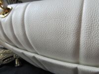 Chanel Vintage Vertical Stitch Large Flap Bag in White Caviar with 24kt Gol