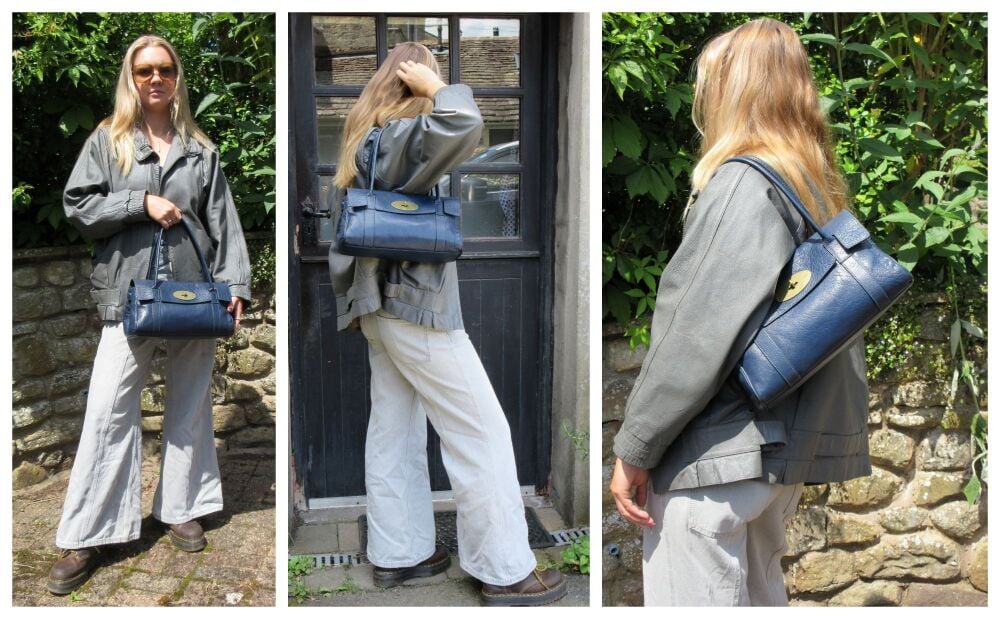 Mulberry Classic East West Bayswater in Indigo Polished Buffalo