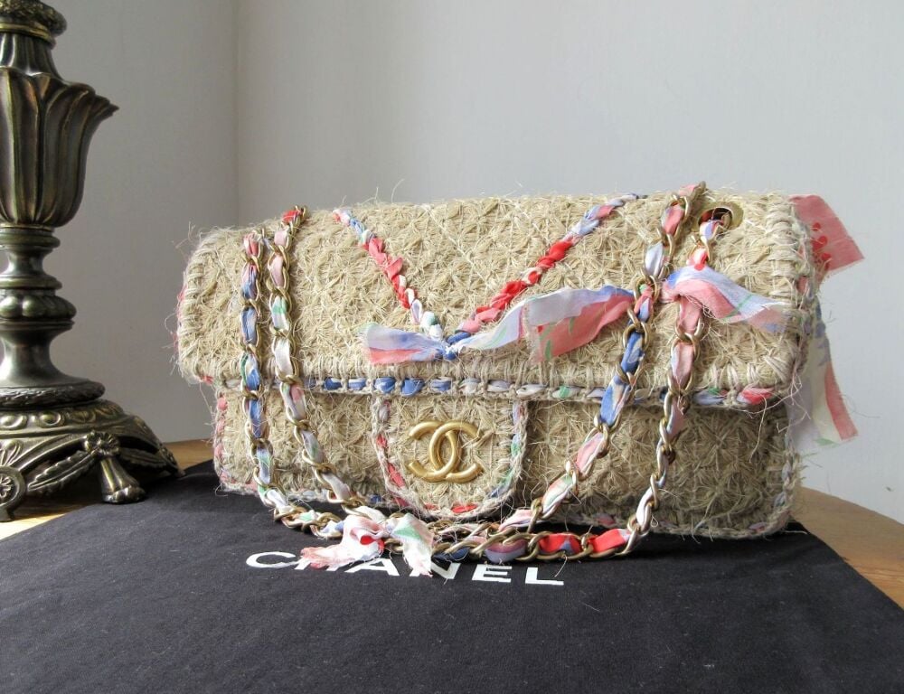 Chanel CC Country Straw Raffia Large East West Single Flap Bag