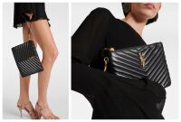 Saint Laurent YSL Monogram Cassandre A5 Wristlet Zip Pouch in Black Matelas