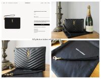 Saint Laurent YSL Monogram Cassandre A5 Wristlet Zip Pouch in Black Matelas