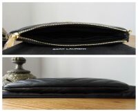 Saint Laurent YSL Monogram Cassandre A5 Wristlet Zip Pouch in Black Matelas