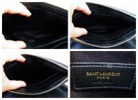 Saint Laurent YSL Monogram Cassandre A5 Wristlet Zip Pouch in Black Matelas