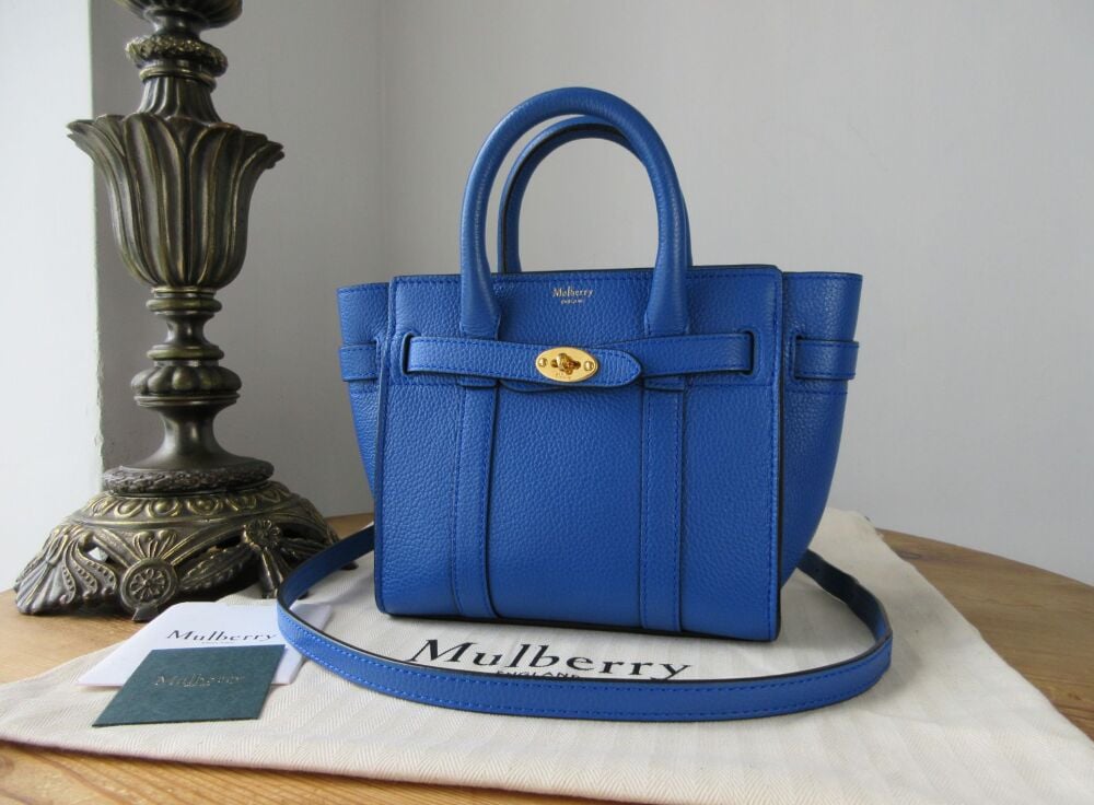 Mulberry Micro Zipped Bayswater in Porcelain Blue Small Classic Grain