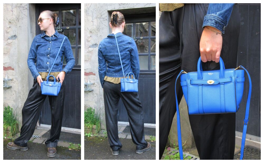 Mulberry Micro Zipped Bayswater in Porcelain Blue Small Classic Grain