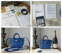 Mulberry Micro Zipped Bayswater in Porcelain Blue Small Classic Grain
