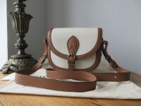 Gerard Darel Le Gypsy Saddle Bag Satchel in Natural Linen Toile and Calfski