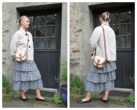 Gerard Darel Le Gypsy Saddle Bag Satchel in Natural Linen Toile and Calfski