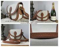 Gerard Darel Le Gypsy Saddle Bag Satchel in Natural Linen Toile and Calfski