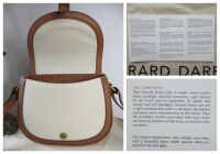 Gerard Darel Le Gypsy Saddle Bag Satchel in Natural Linen Toile and Calfski