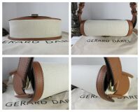 Gerard Darel Le Gypsy Saddle Bag Satchel in Natural Linen Toile and Calfski