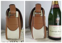 Gerard Darel Le Gypsy Saddle Bag Satchel in Natural Linen Toile and Calfski