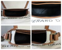 Gerard Darel Le Gypsy Saddle Bag Satchel in Natural Linen Toile and Calfski