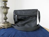 Prada Soft Medium Duo Messenger in Nero Tessuto Nylon