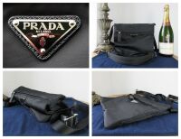Prada Soft Medium Duo Messenger in Nero Tessuto Nylon