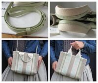 Chloé Woody Small Tote in Light Eucalyptus Linen & Calfskin