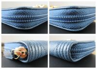 Chanel Boy Small Zip Around Wallet in Blue Caviar