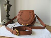 Chlo&Atilde;&copy; Mini Marcie Small Saddle Bag in Tan Pebbled Calfskin