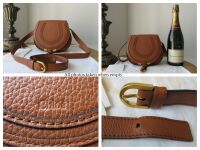 Chlo&Atilde;&copy; Mini Marcie Small Saddle Bag in Tan Pebbled Calfskin