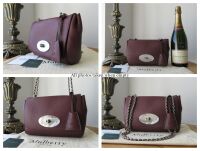 Mulberry Regular Lily in Black Cherry  Heavy Grain Leather with Brushed Sil