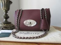 Mulberry Regular Lily in Black Cherry  Heavy Grain Leather with Brushed Sil