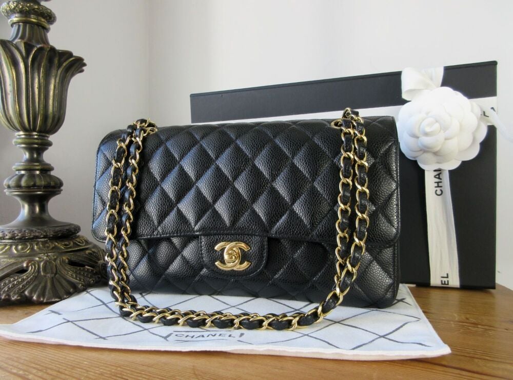 Chanel Classic Medium Double Flap in Black Caviar with 22K Gold Hardware