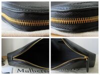 Mulberry Medium Zip Around Cosmetic Pouch in Black Small Classic Grain Leat