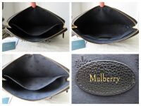 Mulberry Medium Zip Around Cosmetic Pouch in Black Small Classic Grain Leat