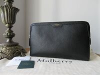 Mulberry Medium Zip Around Cosmetic Pouch in Black Small Classic Grain Leat