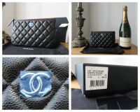 Chanel Small O Case in Black Matelasse Soft Caviar with Shiny Gold Hardware