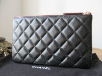 Chanel Small O Case in Black Matelasse Soft Caviar with Shiny Gold Hardware