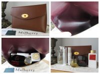 Mulberry Large Darley Cosmetic Pouch Oak in Oak Two-Tone Small Classic Grai